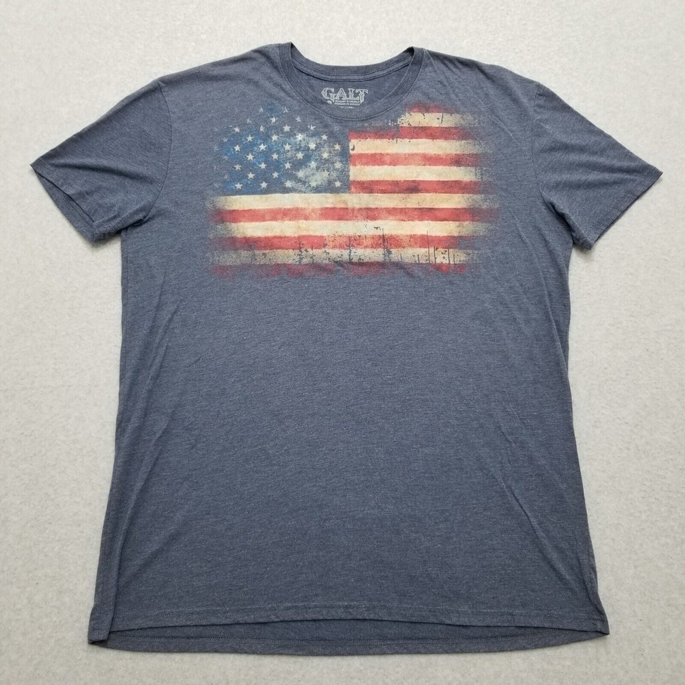Galt Shirt Mens 2XL Blue Short Sleeve Crew Neck USA Flag XXL